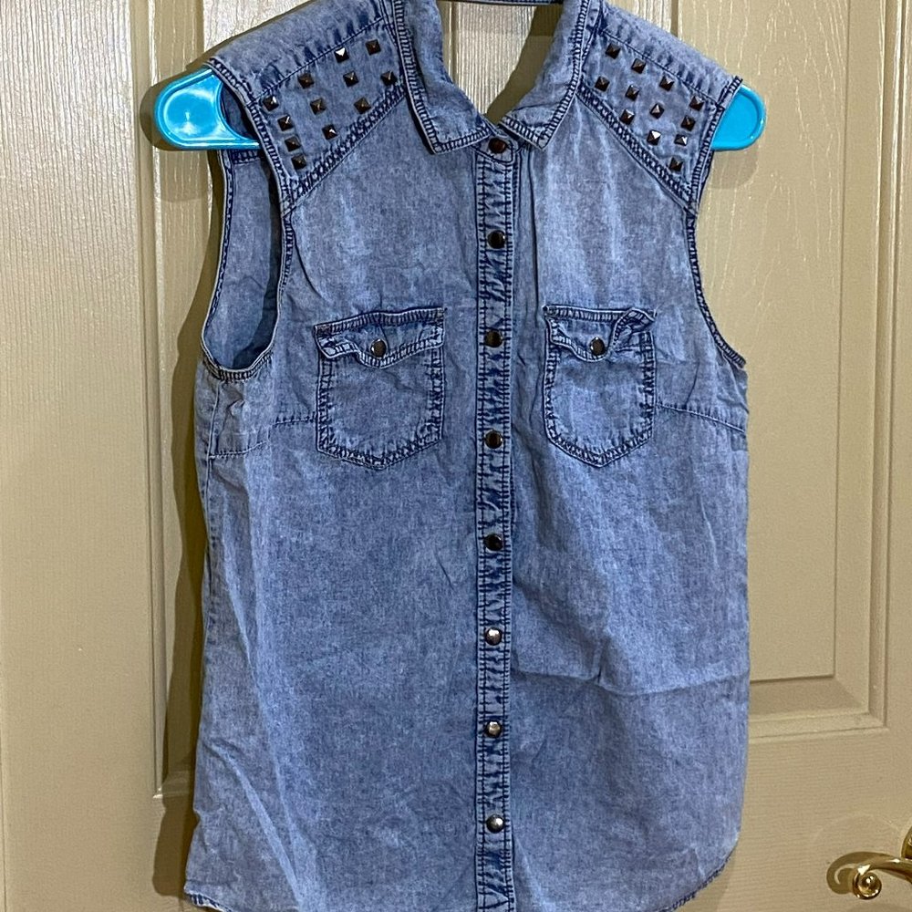 Allen B Small Jean Studded Tank Top